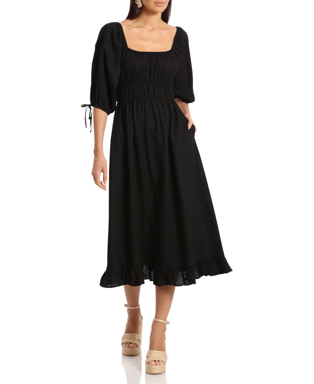 Women's Linen-Blend Fit & Flare Dress Avec Les Filles