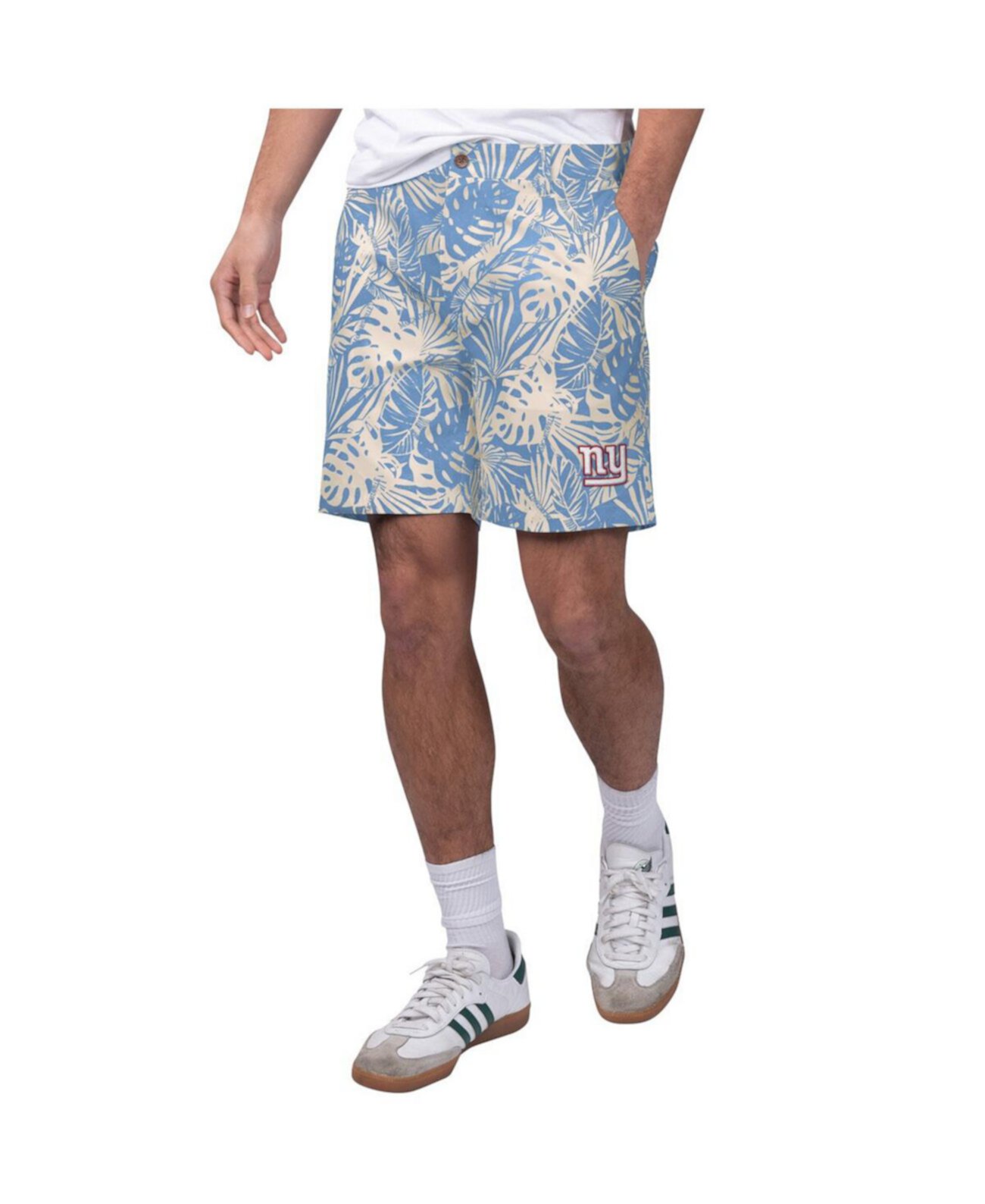 Men's Royal New York Giants Sandwashed Monstera Print Amphib Shorts Margaritaville