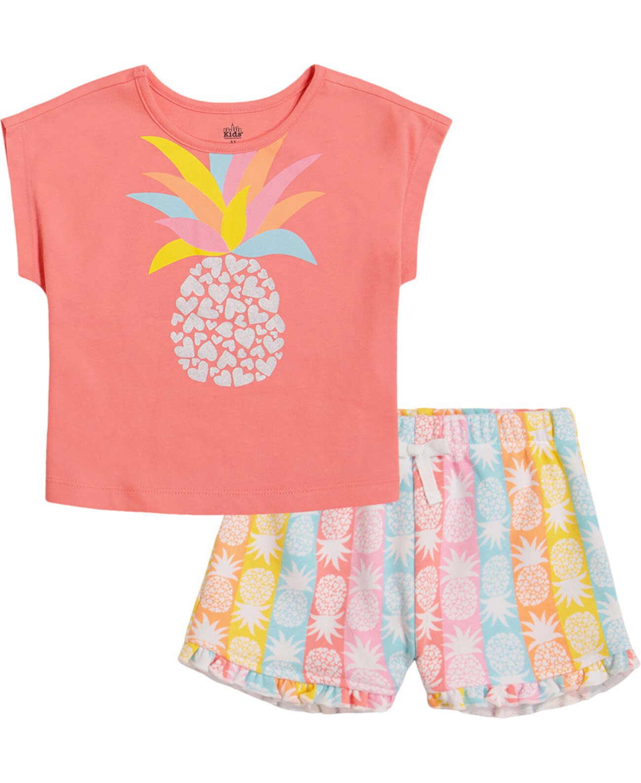Toddler Girls Pineapple Tee and Printed French Terry Shorts, 2 piece set Kids Headquarters