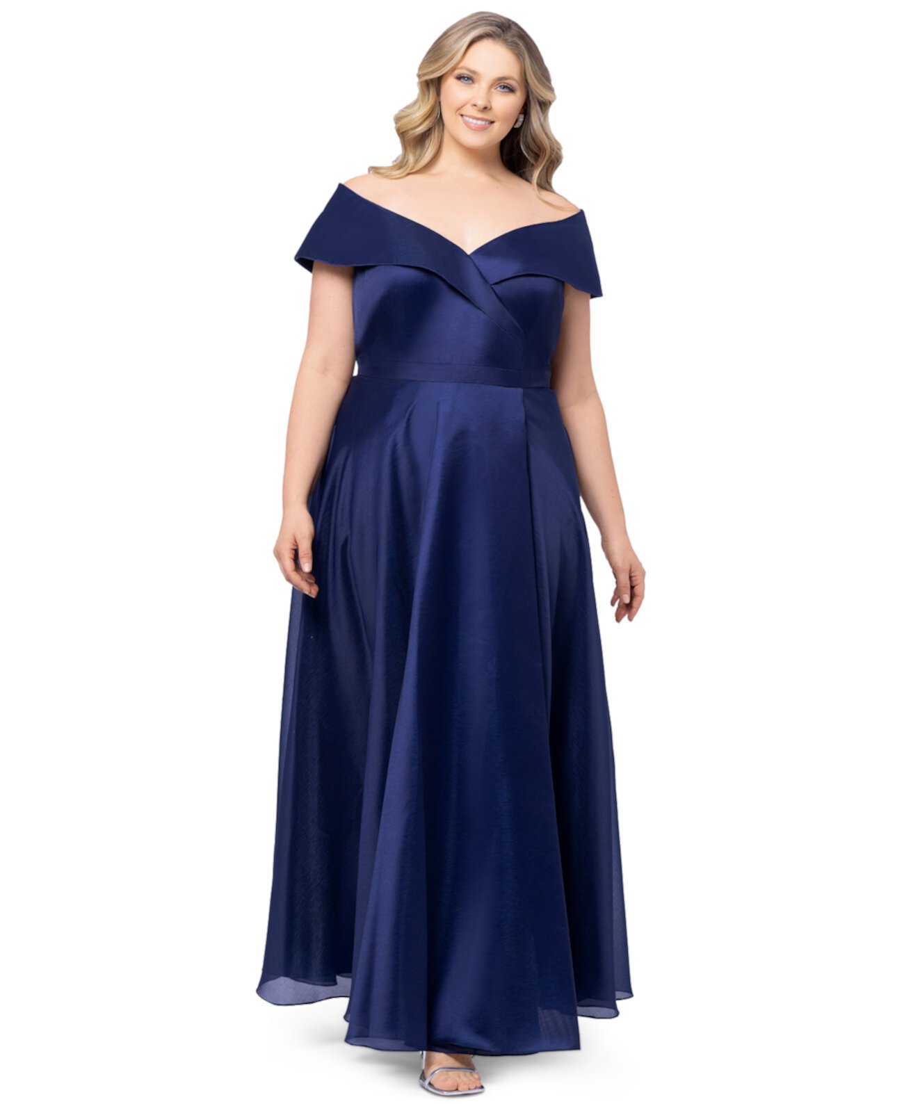 Plus Size Off-The-Shoulder Organza Gown XSCAPE