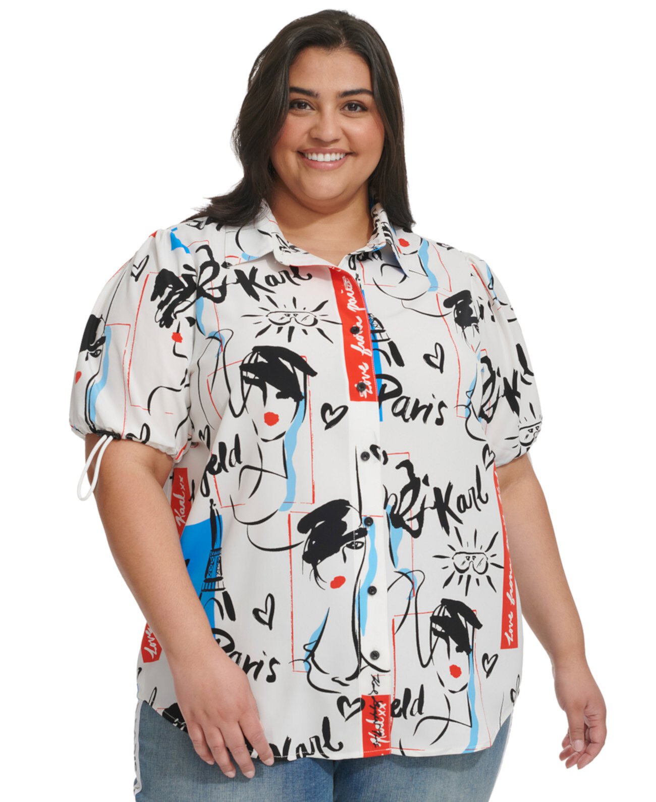 Plus Size Logo Graphic Short-Sleeve Shirt, Created for Macy's Karl Lagerfeld Paris