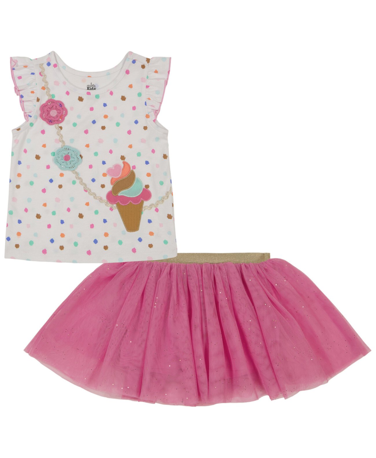 Little Girls Ice Cream Crossbody T-shirt and Tutu Skort Set Kids Headquarters