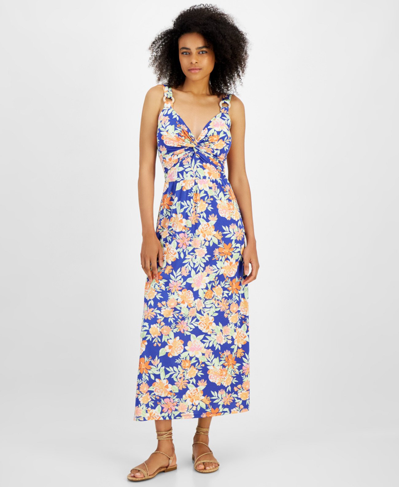 Women's Floral-Print Twist-Detail Maxi Dress JAMIE & LAYLA