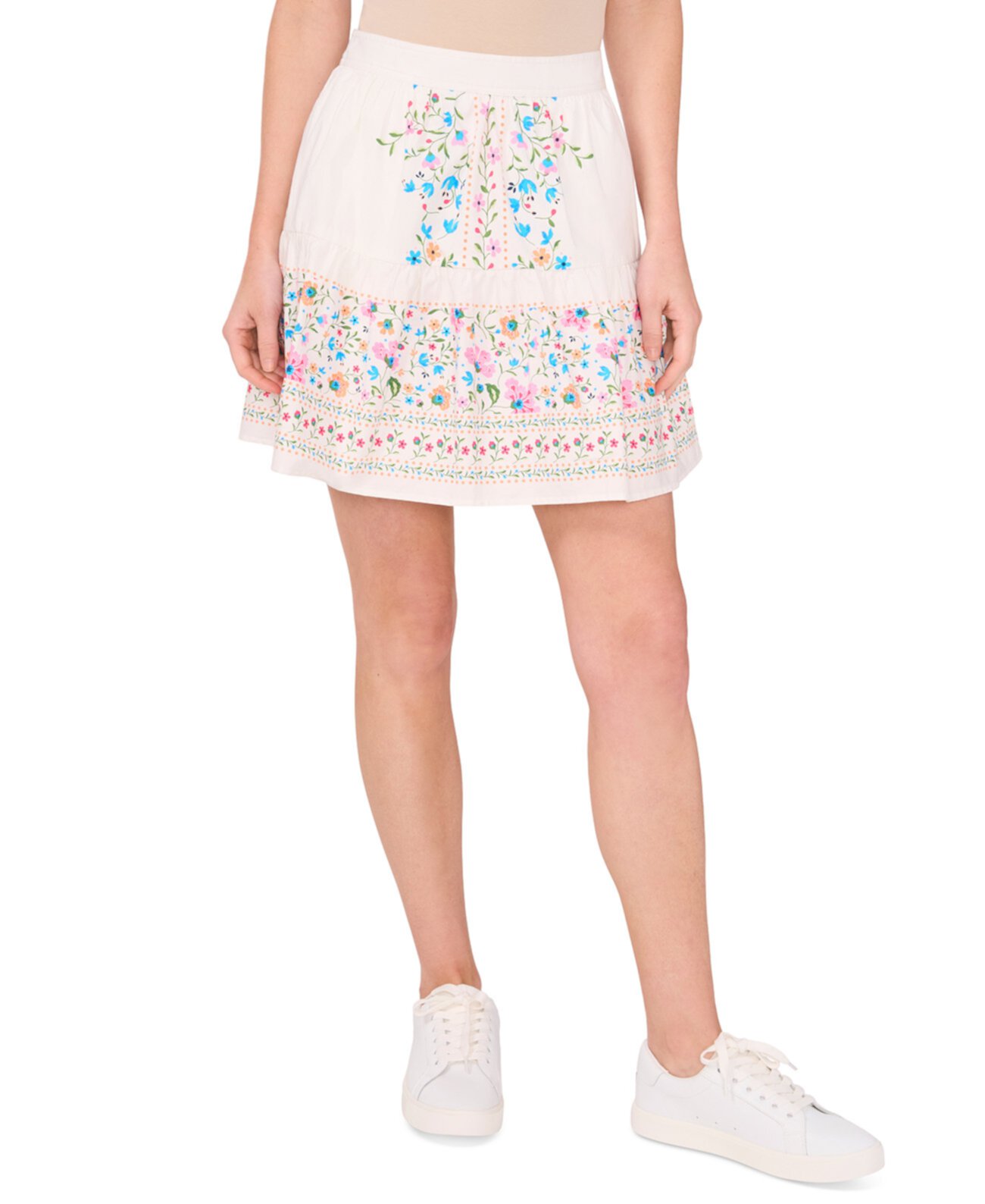 Women's A-Line Placed Print Ruffle Skirt CeCe