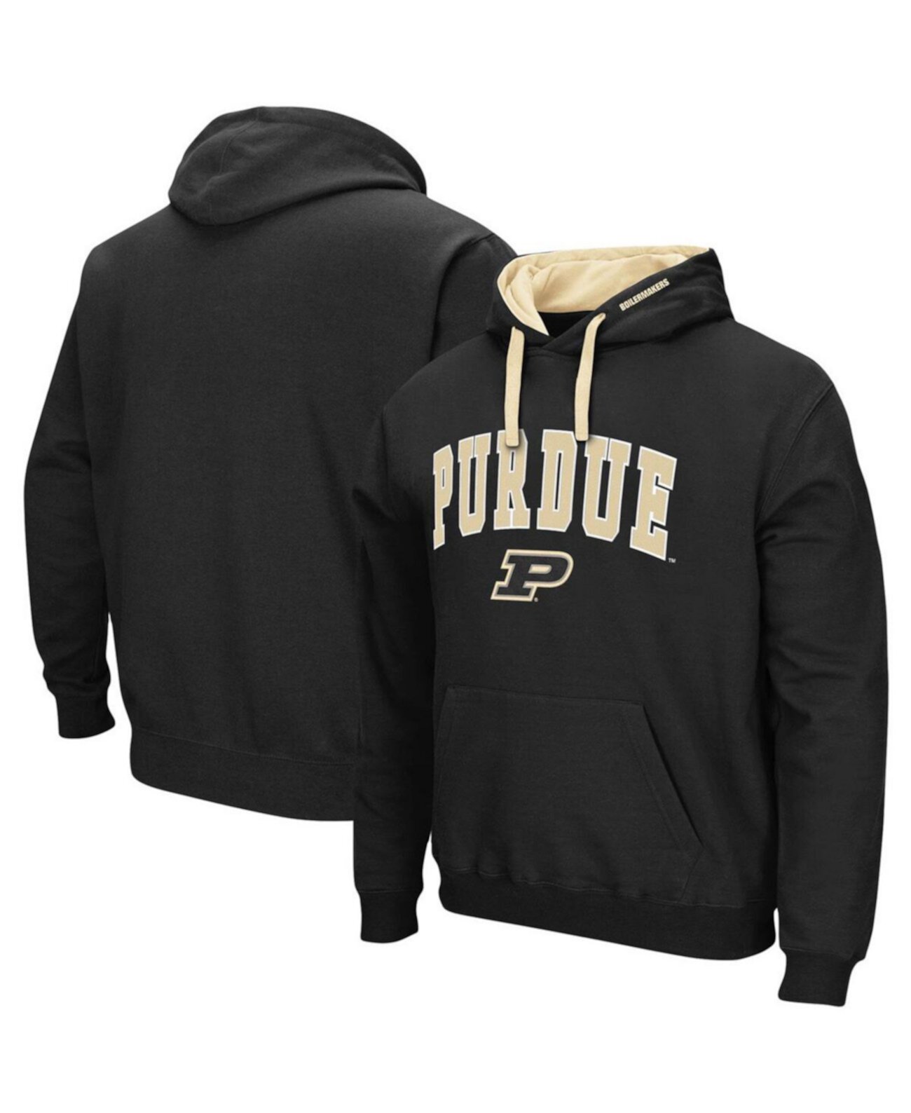 Men's Black Purdue Boilermakers Big and Tall Arch and Logo 2.0 Pullover Hoodie Colosseum