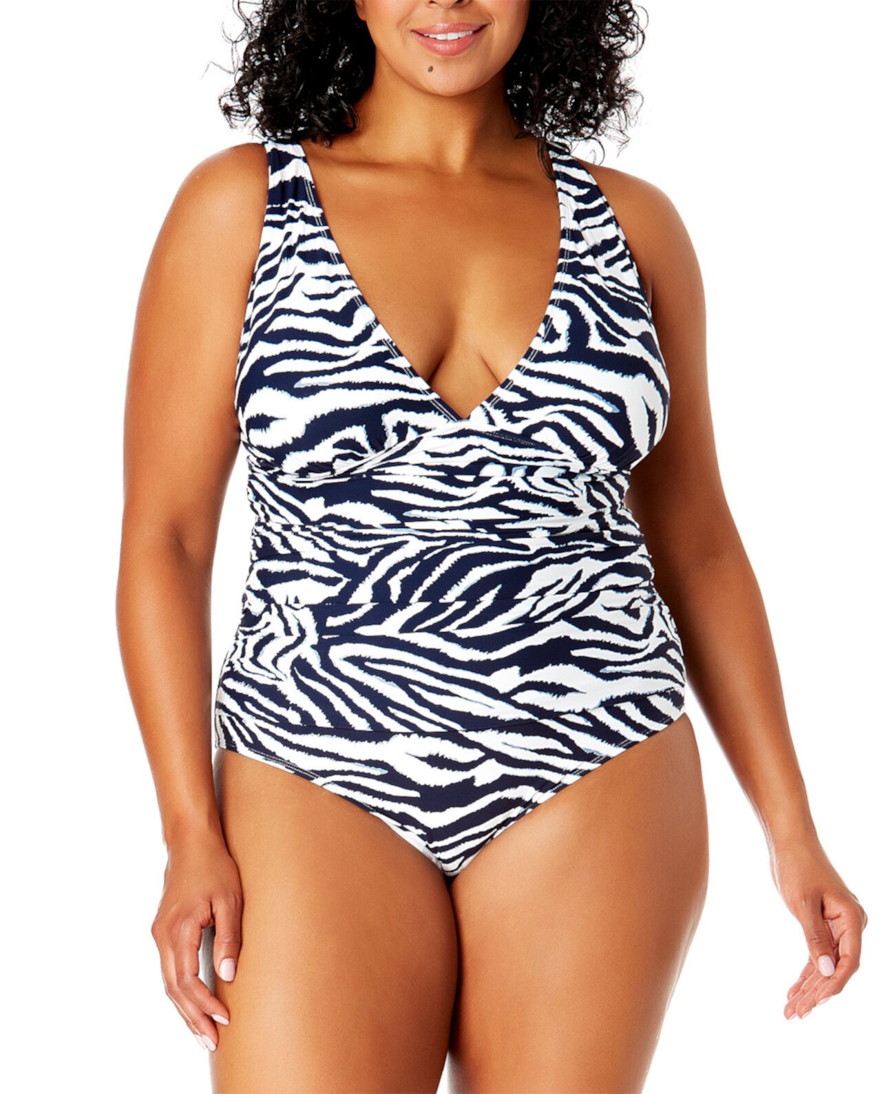 Plus Size Zebra-Print One-Piece Swimsuit Anne Cole