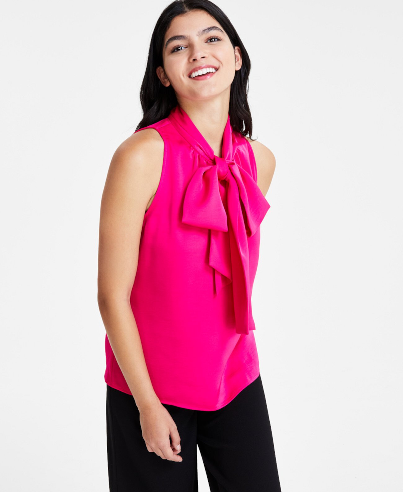 Women's Sleeveless Tie-Neck Blouse, Created for Macy's Bar III