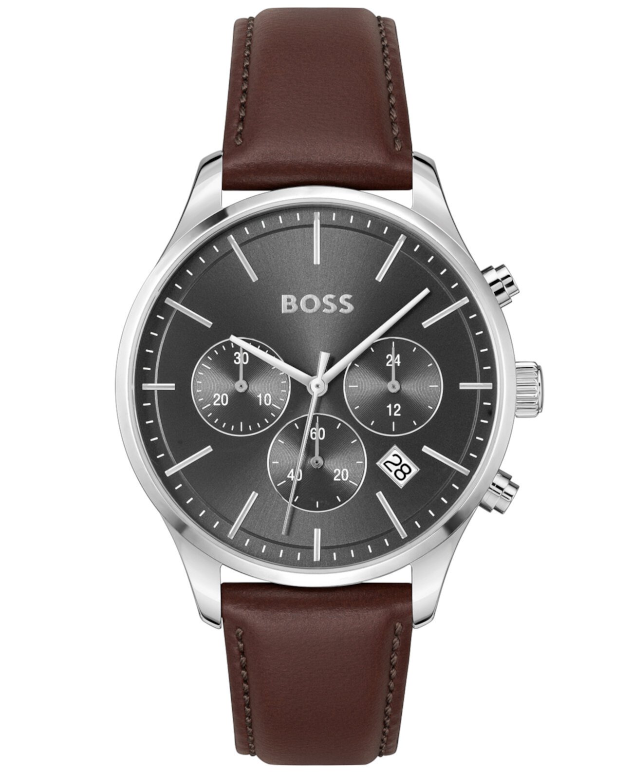 Смарт часы BOSS Avery 42mm с коричневым кожаным ремешком BOSS