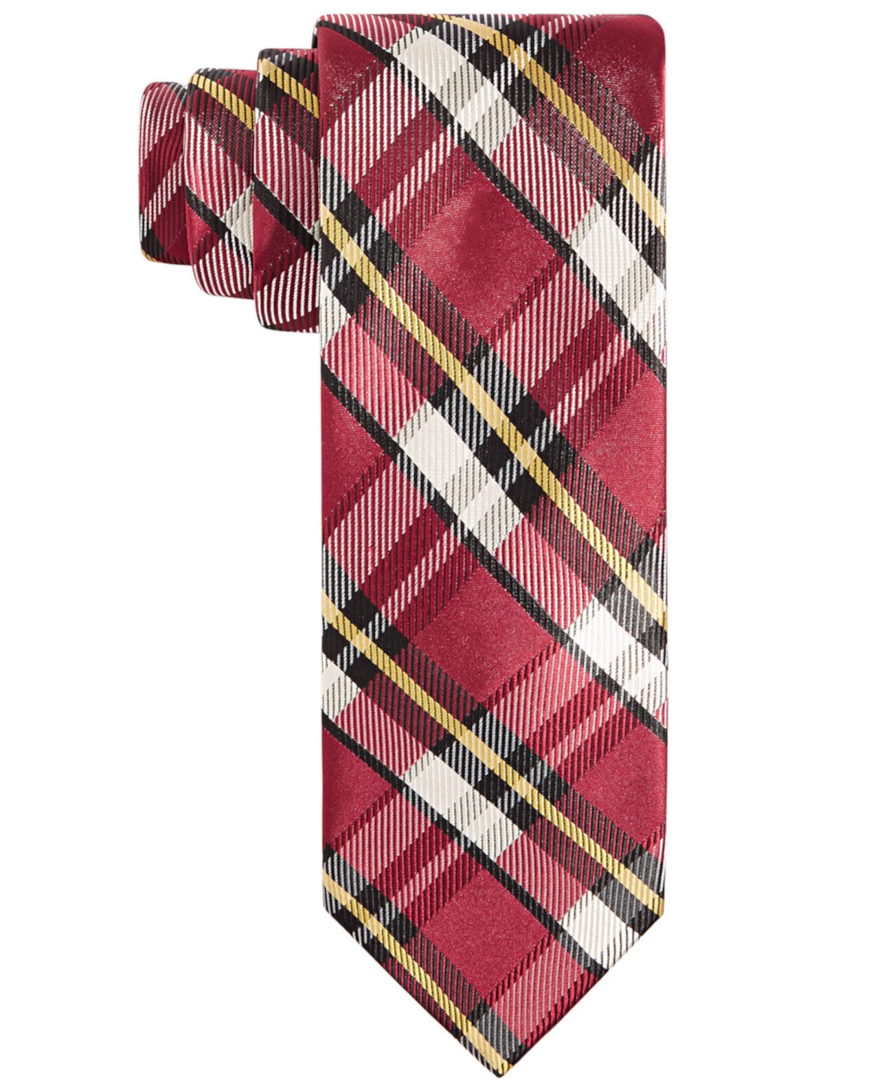 Men's Crimson & Cream Plaid Tie Tayion Collection