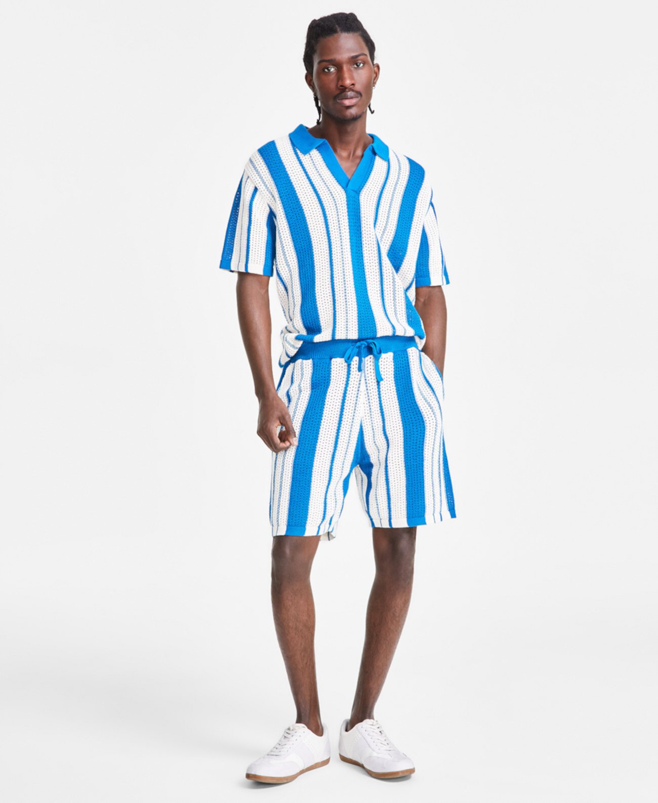 Men's Regular-Fit Crocheted Stripe 7" Drawstring Shorts, Created for Macy's I.N.C. International Concepts