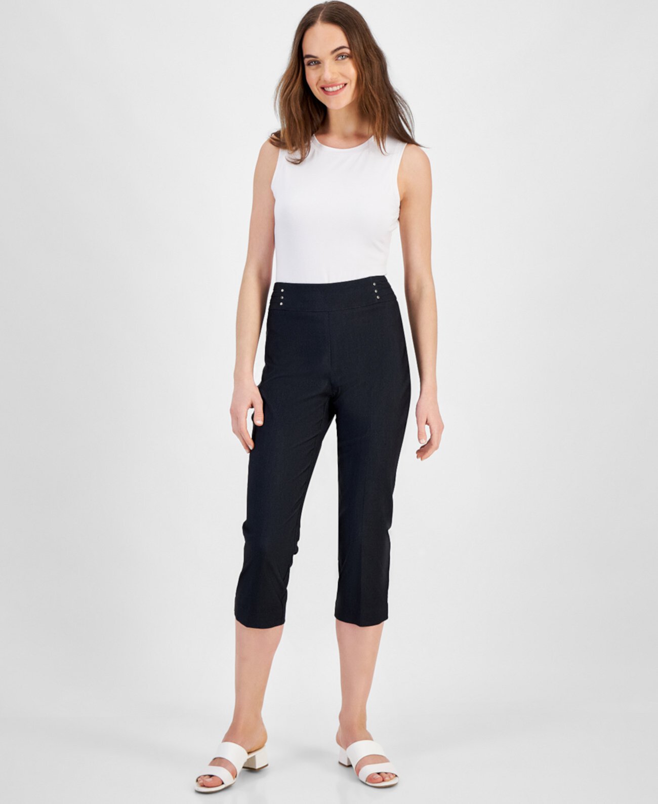 Women's Rivet-Trim Denim Capri Pants, Created for Macy's J&M Collection