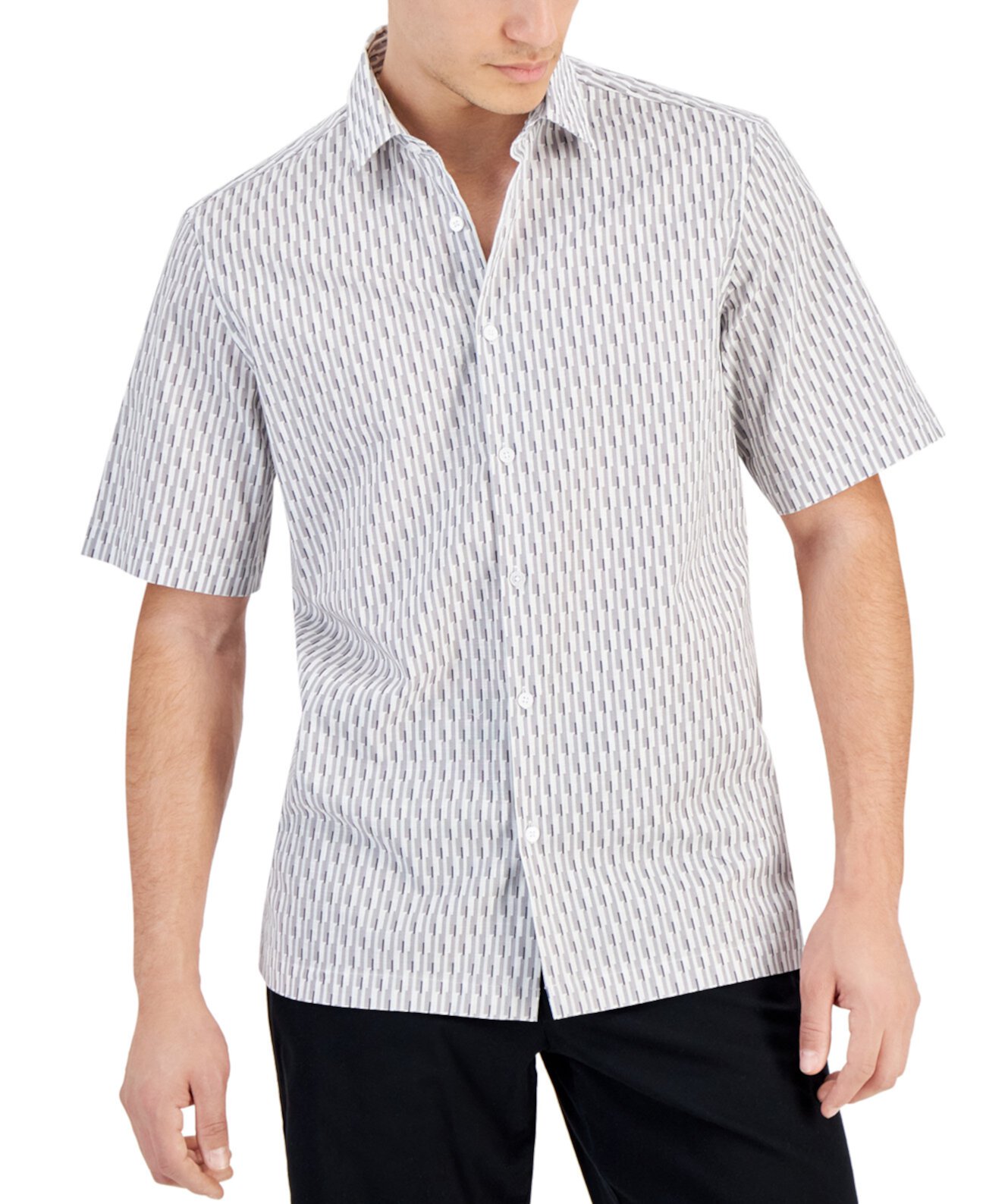 Men's Regular-Fit Geo-Print Button-Down Shirt, Created for Macy's Alfani