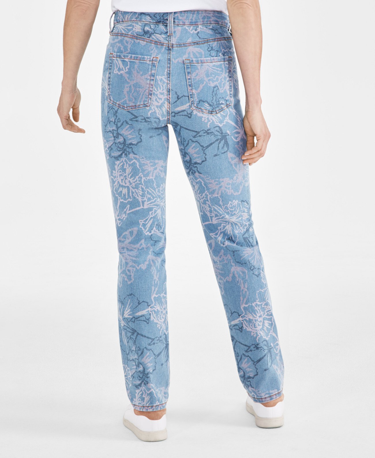 Women's High-Rise Straight-Leg Printed Jeans, Created for Macy's Style & Co