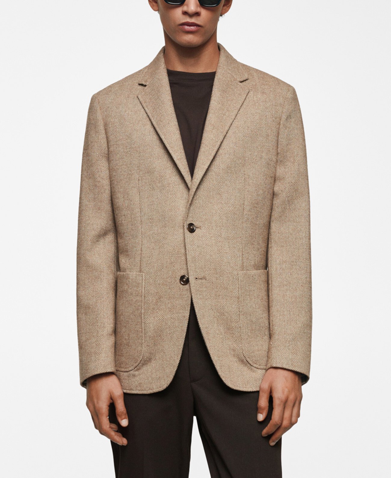 Men's Slim-Fit Herringbone Wool Suit Jacket MANGO