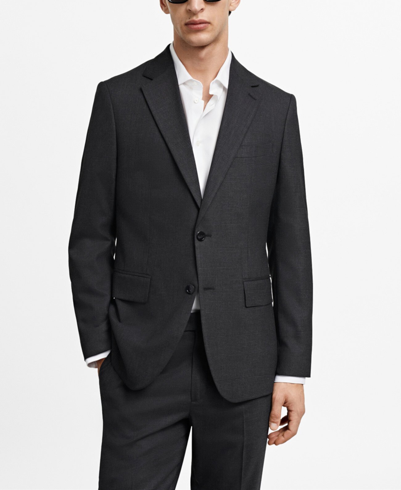 Men's Slim-Fit Check Wool Suit Blazer MANGO