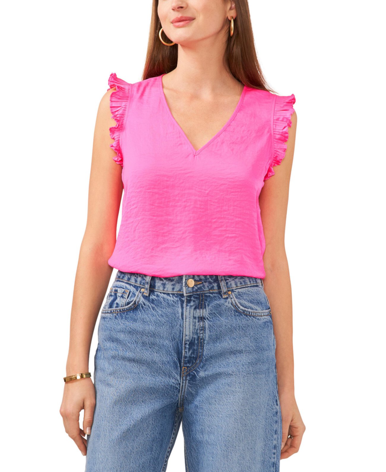 Women's Pleated-Sleeve V-Neck Top Vince Camuto