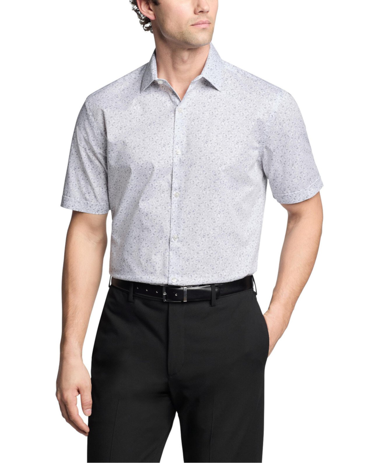 Мужская Классическая рубашка Van Heusen Flex Collar Slim Fit Short Sleeve Van Heusen