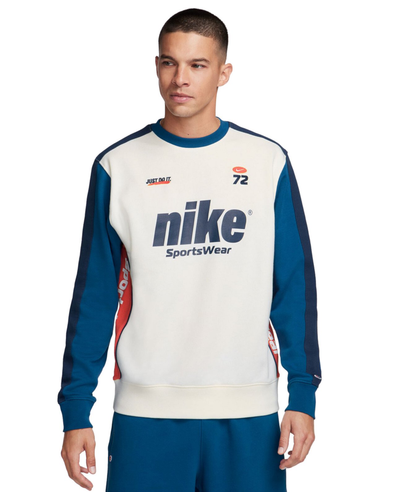 Men's Sportswear Club Fleece Standard-Fit Colorblocked Logo Sweatshirt Nike