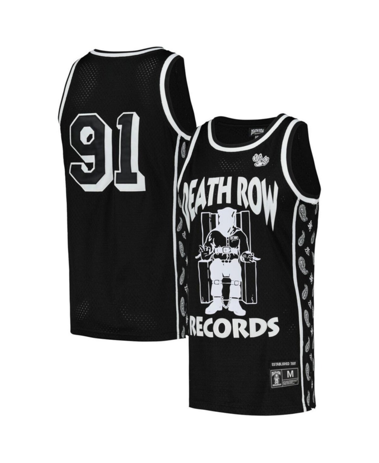 Men's Black Death Row Records Basketball Jersey Lids