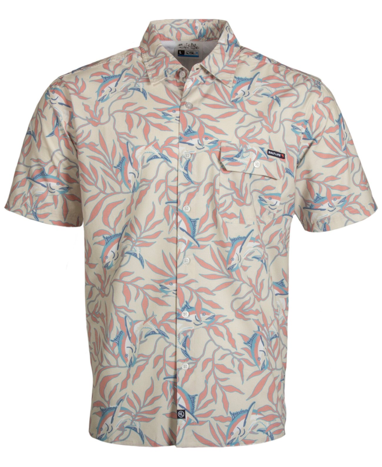 Men's Hide N Sea Graphic Print Short-Sleeve Button-Up Shirt Salt Life