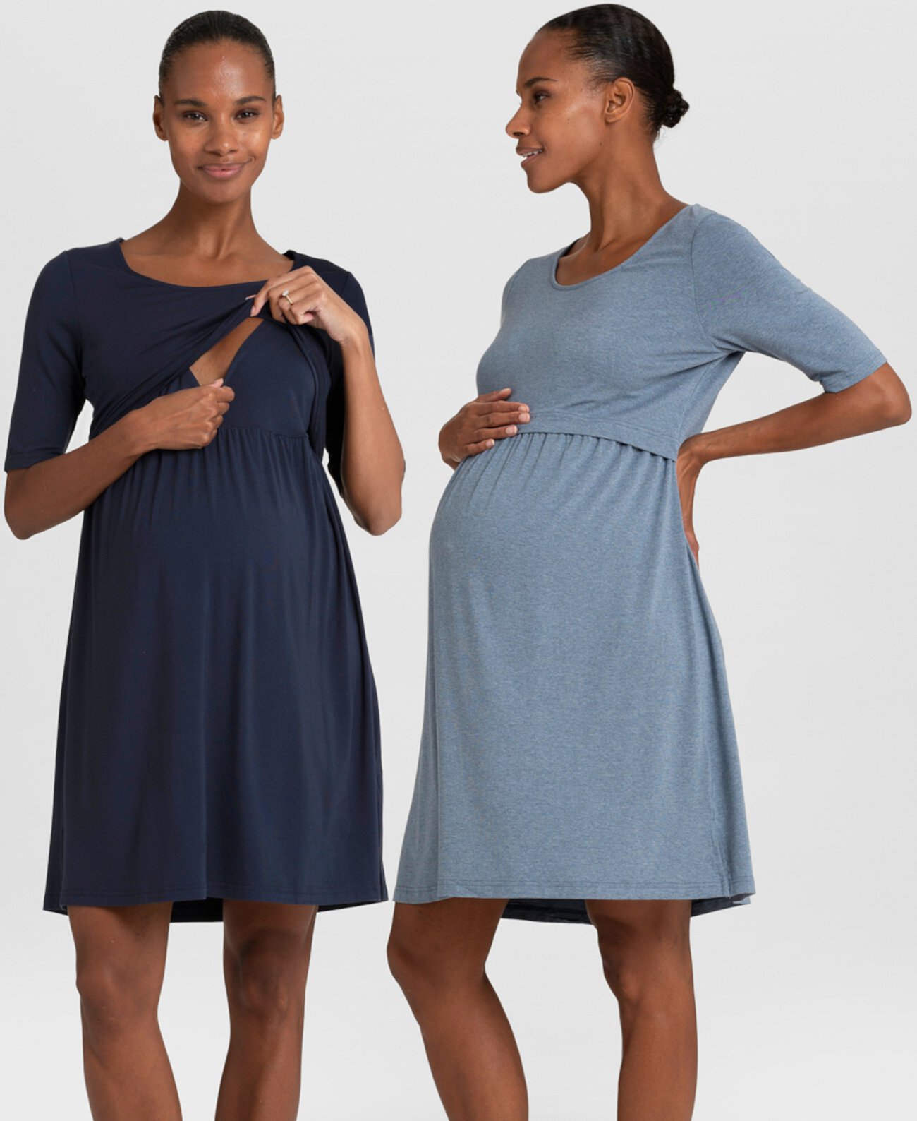 Women's Stretch Jersey Maternity and Nursing Nighties, Twin Pack Seraphine