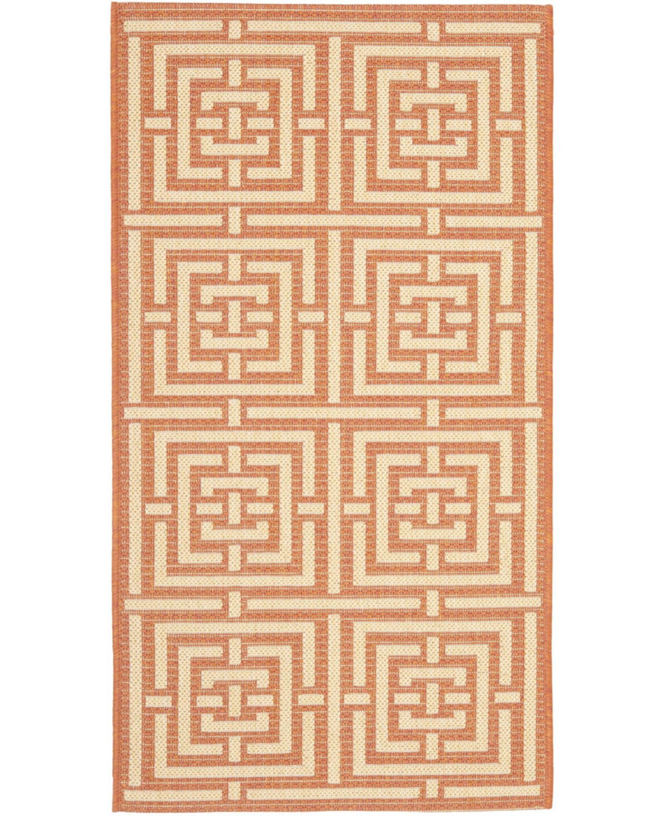 Courtyard CY6937 Terracotta and Cream 8' x 11' Outdoor Area Rug Safavieh