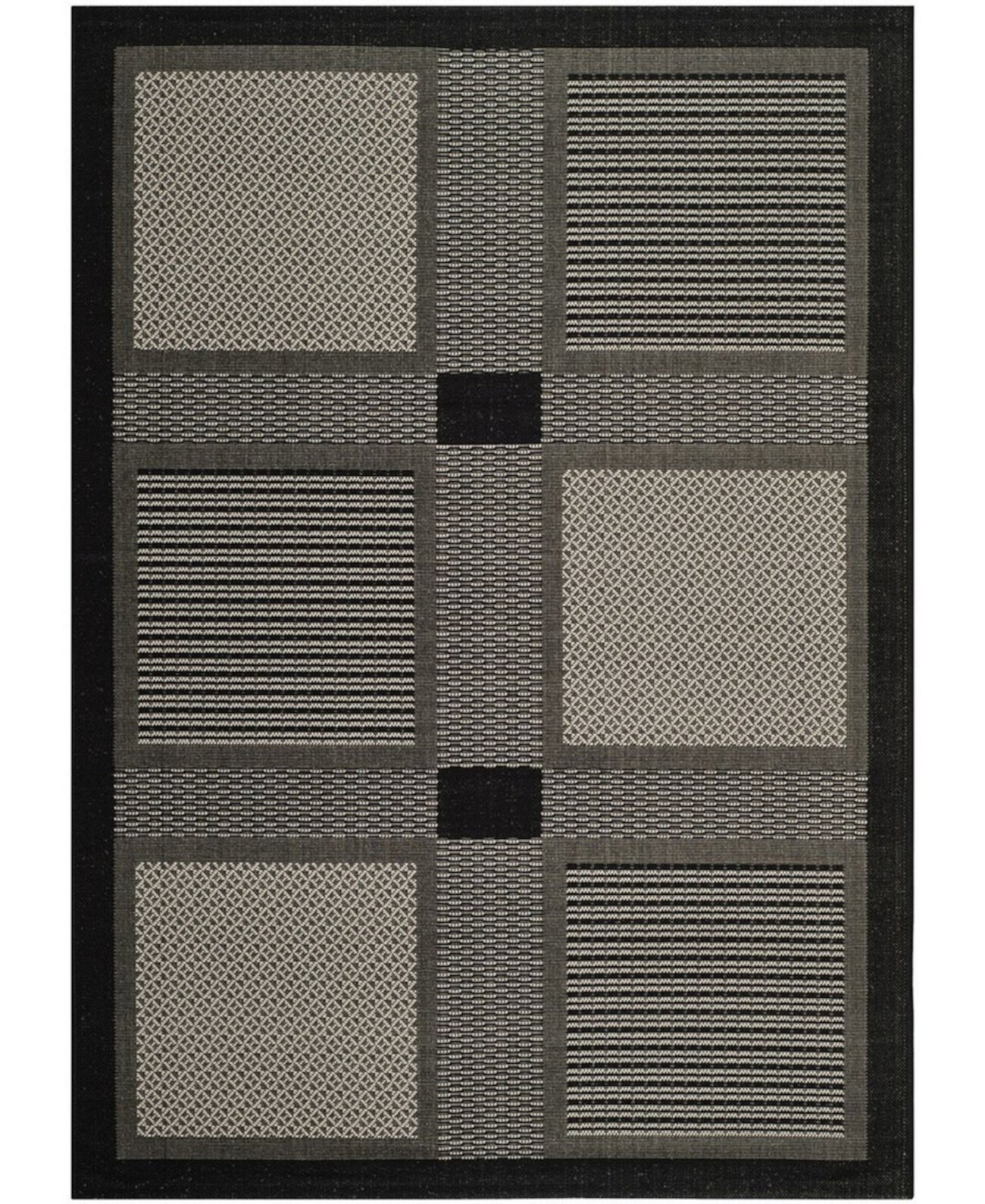 Courtyard CY1928 Black and Sand 7'10" x 7'10" Sisal Weave Square Outdoor Area Rug Safavieh