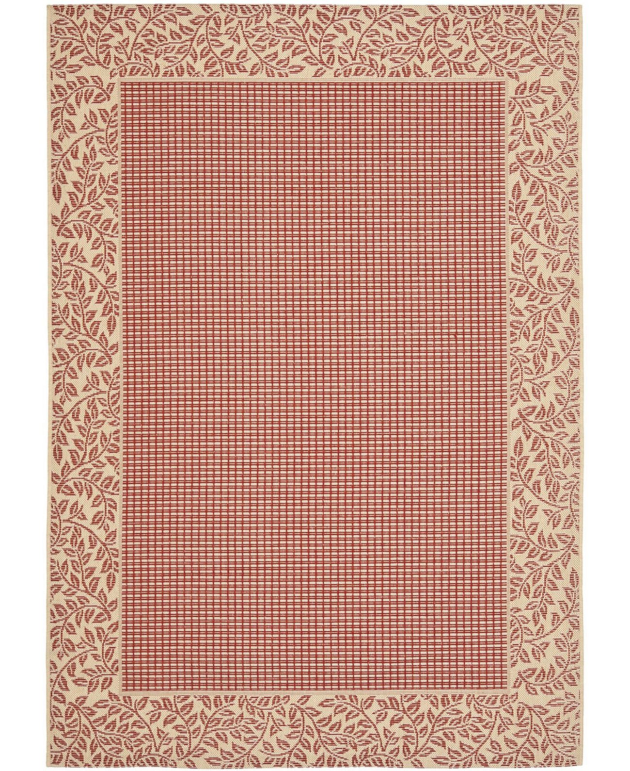 Courtyard CY0727 Red and Natural 7'10" x 7'10" Square Outdoor Area Rug Safavieh