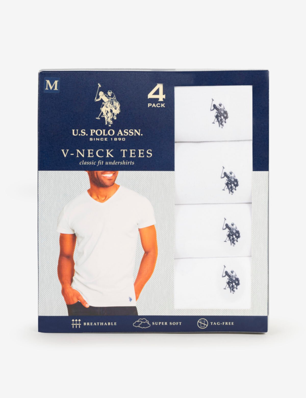 4 PACK V-NECK T-SHIRTS U.S. POLO ASSN.