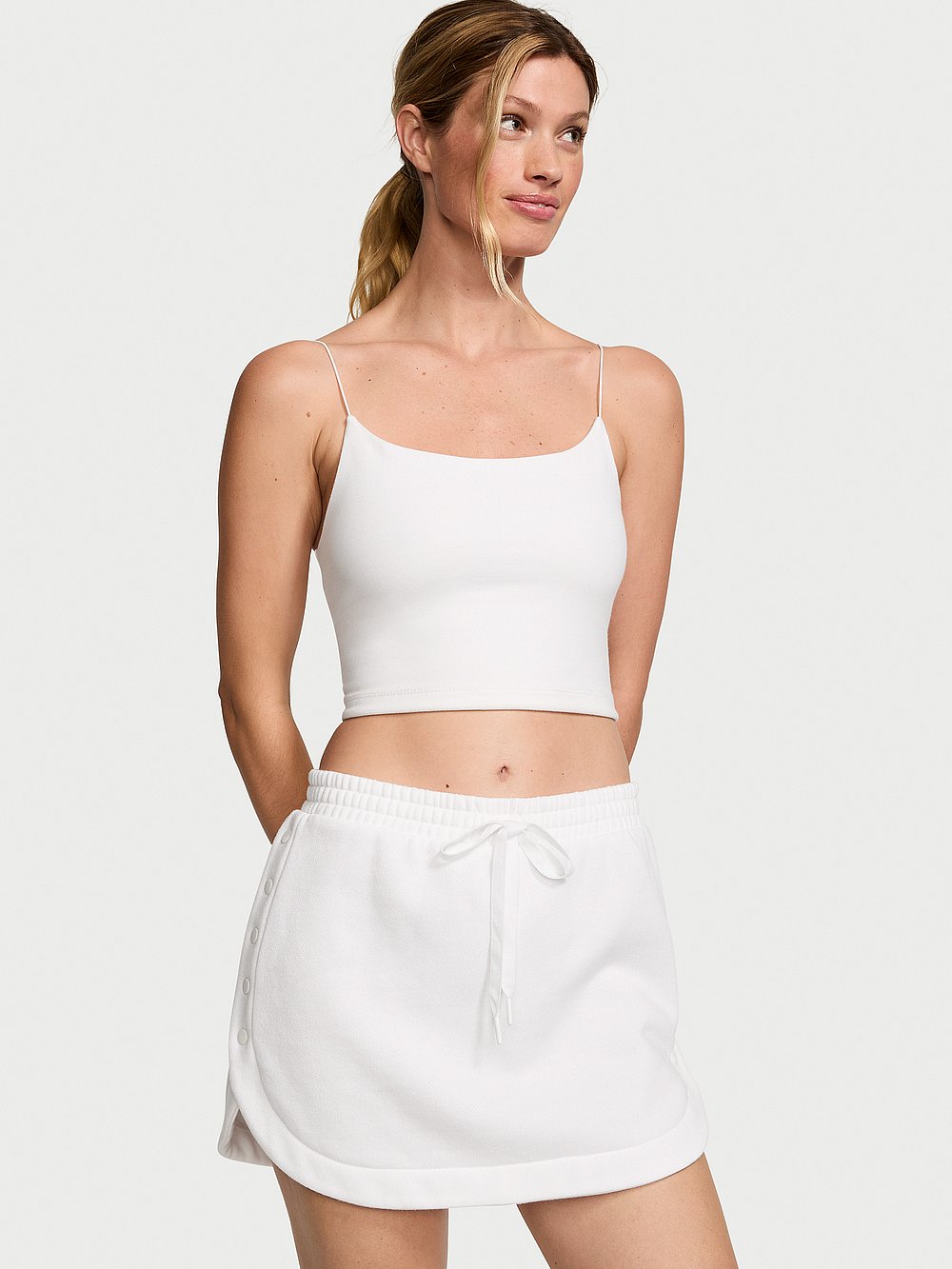 Cotton Fleece Snap Mini Skirt Victoria's Secret