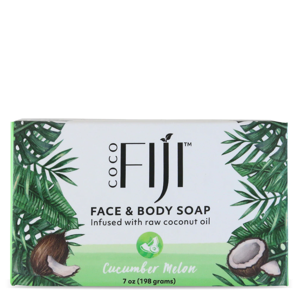 Face & Body Coconut Oil Bar Soap Cucumber Melon -- 7 oz Organic Fiji