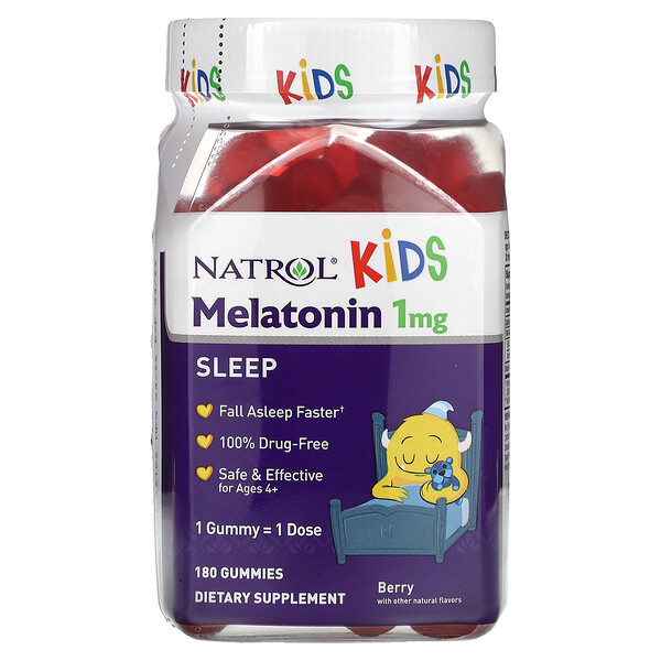 Melatonin, Ages 4+, Berry, 1 mg, 180 Gummies Natrol