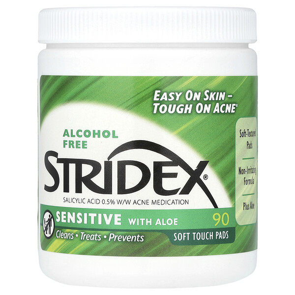 Sensitive with Aloe, Alcohol Free, 90 Soft Touch Pads Stridex