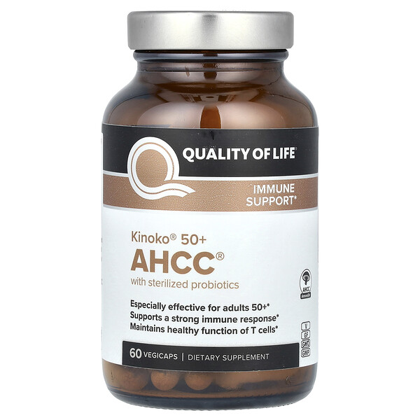 Kinoko 50+ AHCC with Sterilized Probiotics, 60 Vegicaps Quality of Life Labs