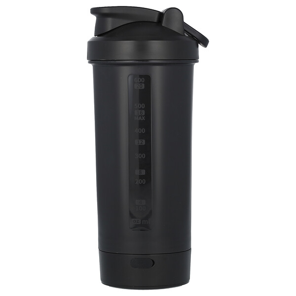 Merger, Protein Shaker USB C Rechargeable Bottle, Black, 24 oz (700 ml) Voltrx