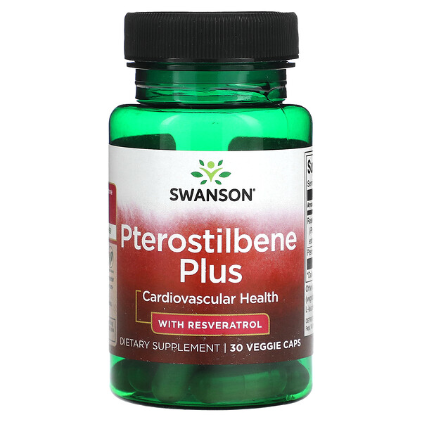 Pterostilbene Plus, with Resveratrol, 30 Veggie Caps (Вегетарианские капсулы) Swanson