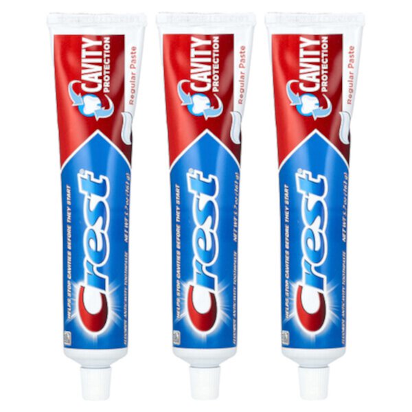 Cavity Protection, Fluoride Anticavity Toothpaste, Regular Paste, 3 Pack, 5.7 oz (161 g) Each Crest