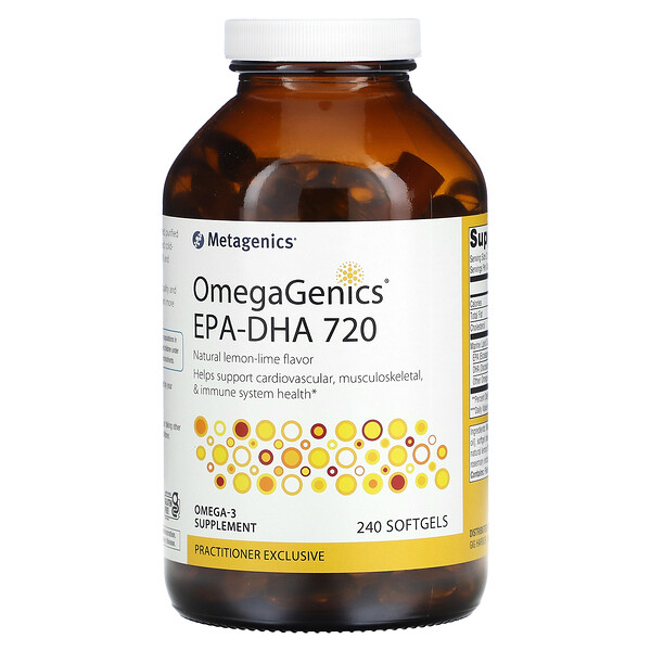 OmegaGenics EPA-DHA 720, Natural Lemon Lime, 240 Softgels Metagenics