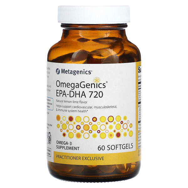 OmegaGenics EPA-DHA 720, Natural Lemon Lime, 60 Softgels Metagenics