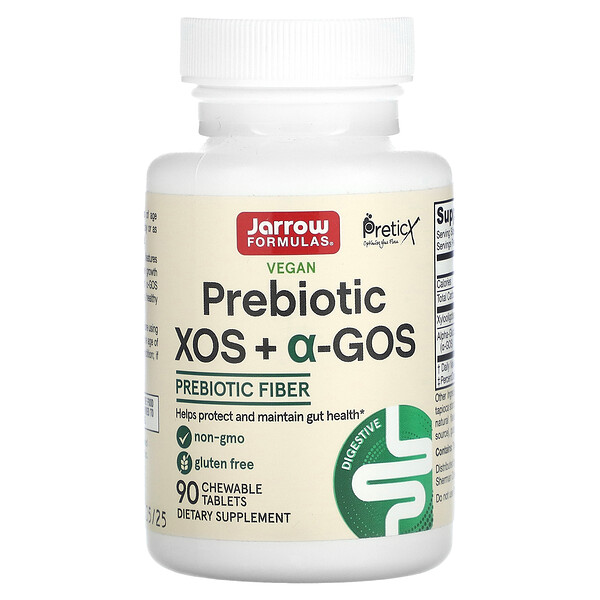 Prebiotic XOS + a-GOS, Prebiotic Fiber, 90 Chewable Tablets Jarrow Formulas