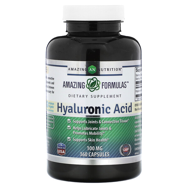 Hyaluronic Acid, 100 mg , 360 Capsules Amazing Nutrition