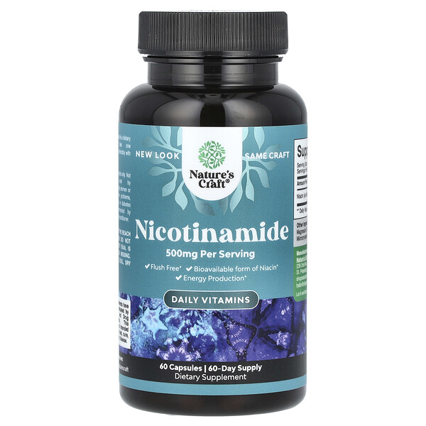 Nicotinamide , 500 mg , 60 Capsules Nature's Craft