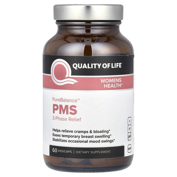 PureBalance PMS 3-Phase Relief, 60 Vegicaps Quality of Life Labs