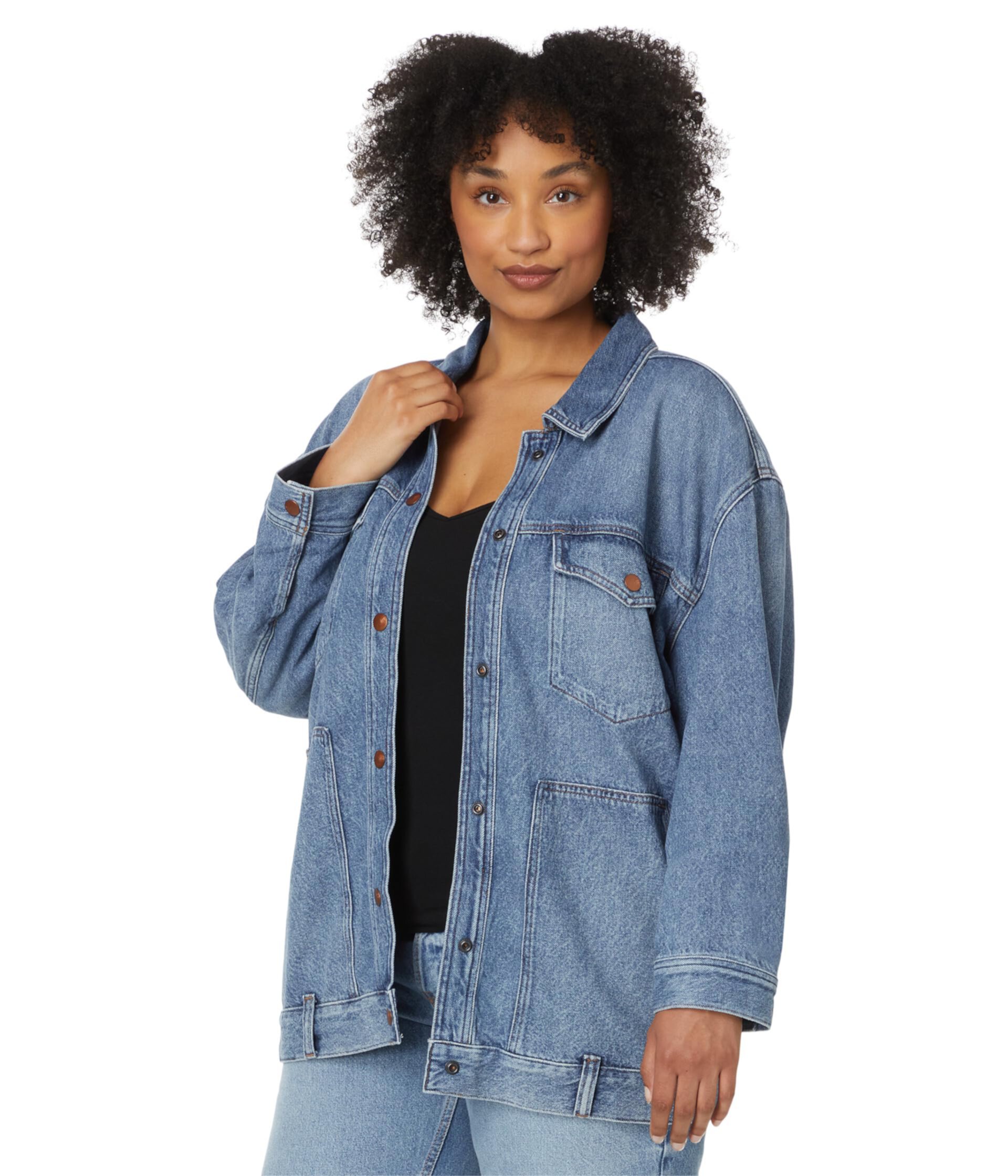 The Plus Oversized Trucker Jean Jacket in Sentell Wash: Snap-Front Edition Madewell