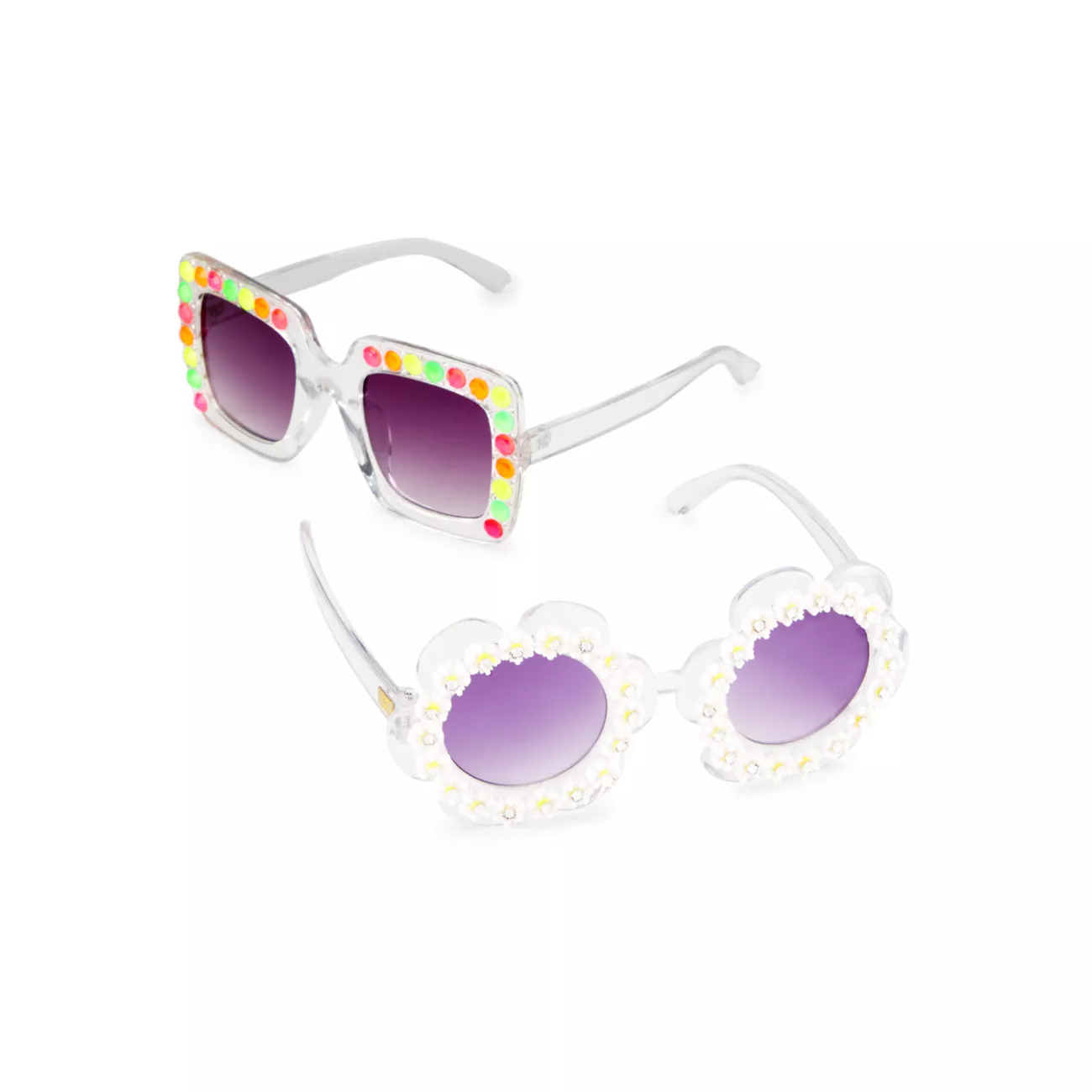 2-Pack Embellished Clear Sunglasses Set Bari Lynn