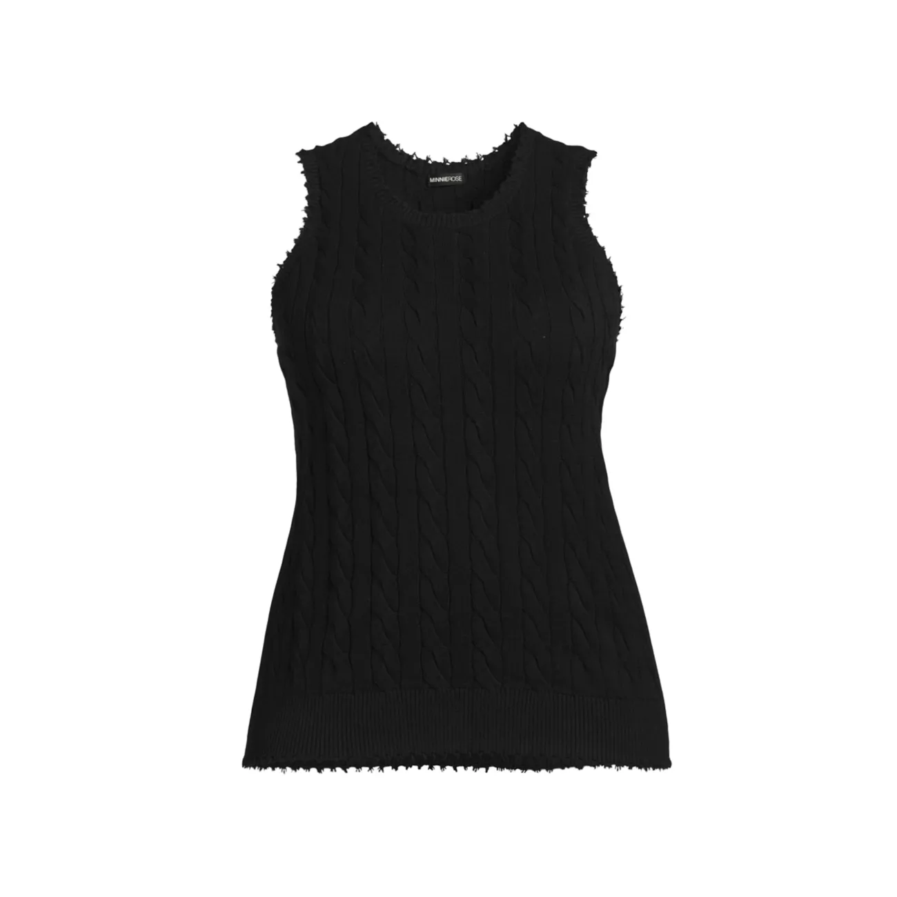 Frayed Cable-Knit Sleeveless Top Minnie Rose, Plus Size
