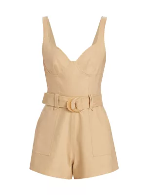 Kai Linen-Blend Bustier Romper SIMKHAI