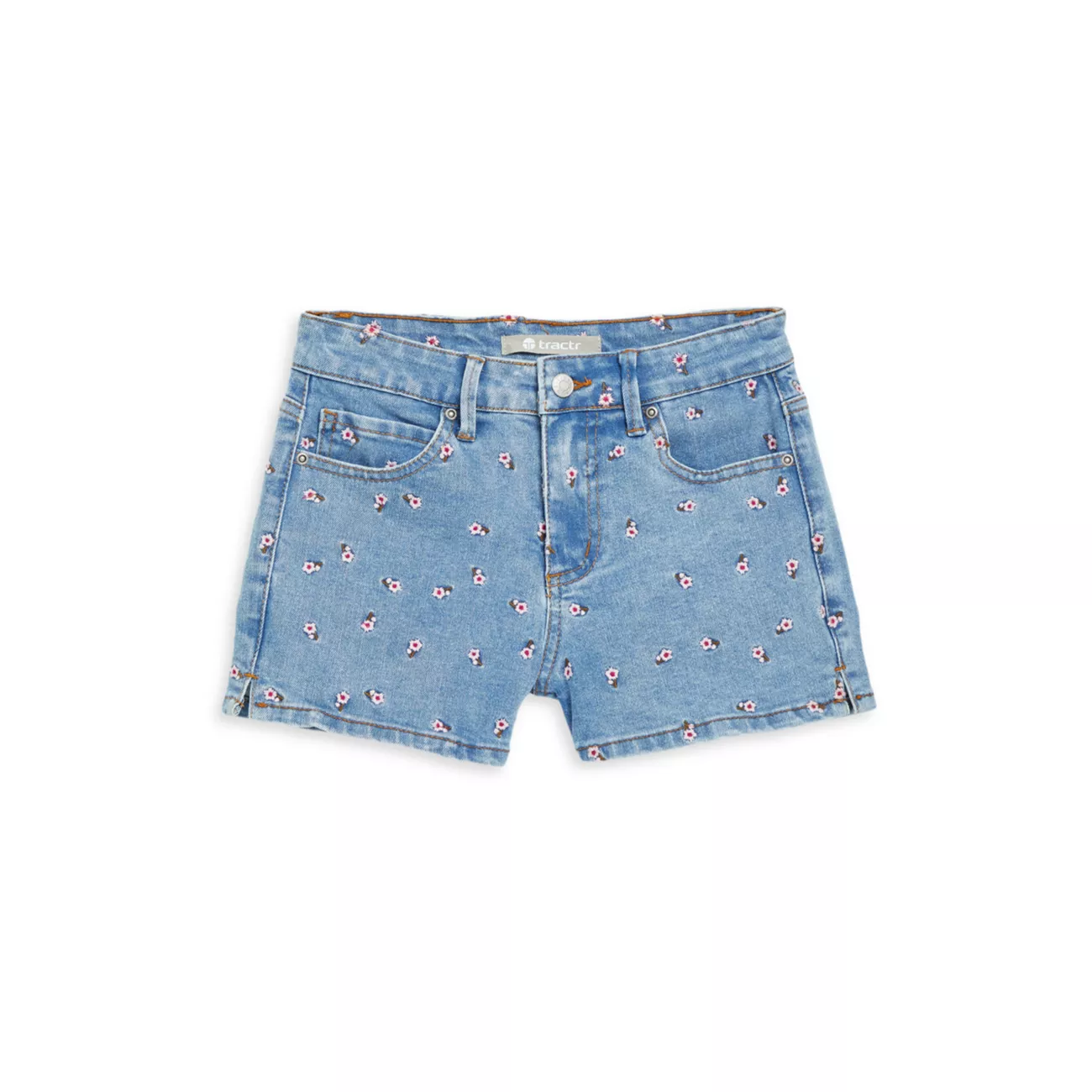 Girl's Brittany Mid-Rise Frayed Floral Embroidered Shorts Tractr
