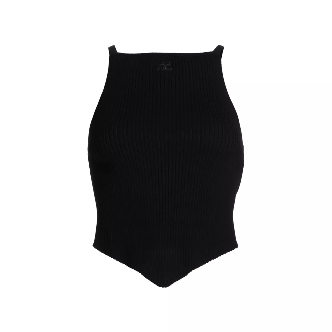 Signature Pointy Rib-Knit Crop Top Courreges