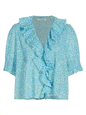 Henri Ruffle Floral Blouse DÔEN